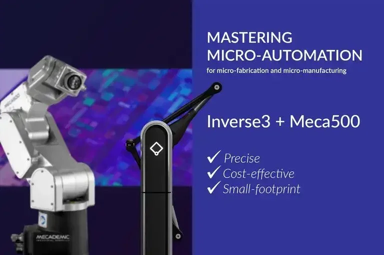 Inverse3 controlling a Mecademic Meca500 robot arm in a micro-automation cell